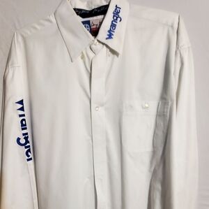 Wrangler White Button-Down Shirt with Blue Accents XL